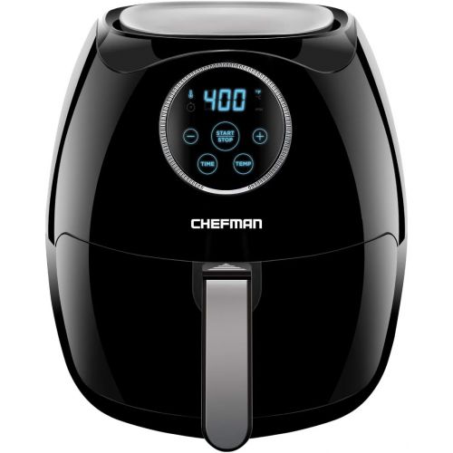  Chefman 6.5 Liter6.8 Quart Air Fryer with Space Saving Flat Basket Oil Hot Airfryer with Dishwasher Safe Parts 60 Minute Timer and Auto Shut Off, BPA Free, Family Size X-Large Man