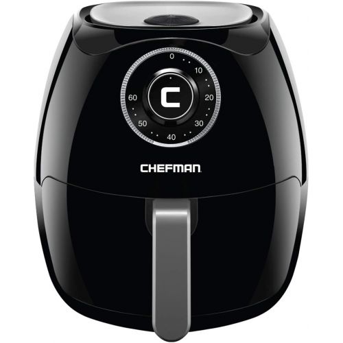  Chefman 6.5 Liter6.8 Quart Air Fryer with Space Saving Flat Basket Oil Hot Airfryer with Dishwasher Safe Parts 60 Minute Timer and Auto Shut Off, BPA Free, Family Size X-Large Man