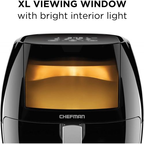  Chefman 6.5 Liter6.8 Quart Air Fryer with Space Saving Flat Basket Oil Hot Airfryer with Dishwasher Safe Parts 60 Minute Timer and Auto Shut Off, BPA Free, Family Size X-Large Man