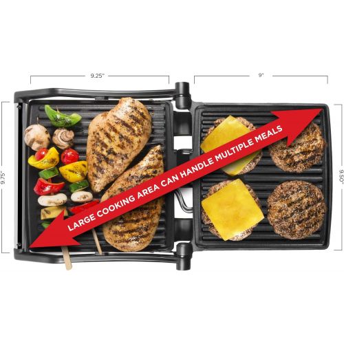  Chefman Panini Press Grill and Gourmet Sandwich Maker, Non-Stick Coated Plates, Opens Stainless Steel Surface and Removable Drip Tray, 4 Slice