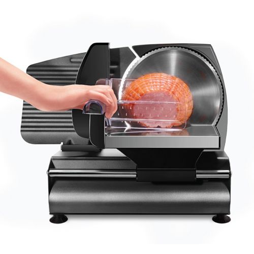  Chefman Die-Cast Electric DeliFood Slicer, Precisely Cuts Meat, Cheese, Bread, Fruit & Veggies, Adjustable Thickness Dial, Removable 7.5” Serrated Stainless Steel Blade, Non-Slip