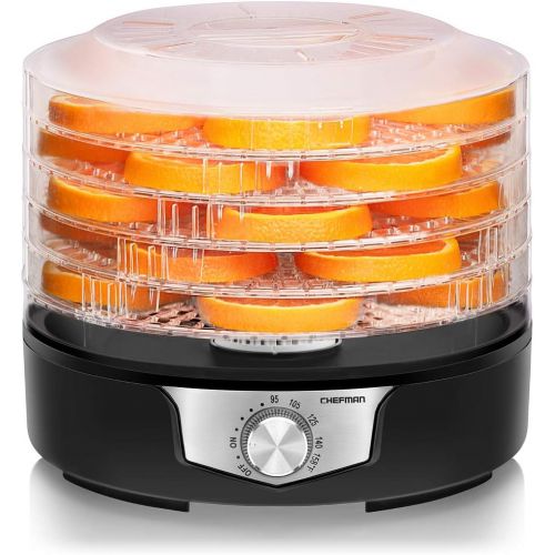  Chefman Food Dehydrator Machine, Electric Multi-Tier Food Preserver, Meat or Beef Jerky Maker, Fruit Leather, Vegetable Dryer w 6 Slide Out BPA Free Drying Rack Trays & Transparen