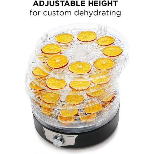  Chefman Food Dehydrator Machine, Electric Multi-Tier Food Preserver, Meat or Beef Jerky Maker, Fruit Leather, Vegetable Dryer w 6 Slide Out BPA Free Drying Rack Trays & Transparen