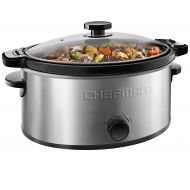Chefman Locking Lid Slow Cooker Removable Stoneware for Easy Cleaning, 6 Quart Capacity, Stainless Steel