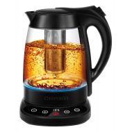 Chefman Programmable Electric Kettle, Digital Touch Display, Removable Tea Infuser Included, Cool Touch Handle, 360° Swivel Base, BPA Free, 1.7 Liter/1.8 Quart, Black Stainless Ste