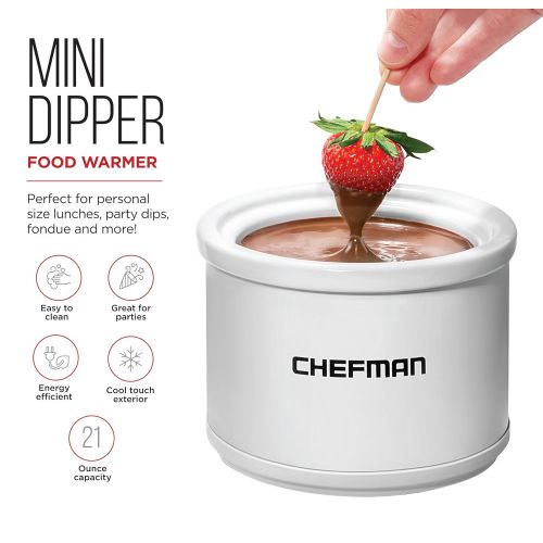  Chefman Mini Dipper Fondue Maker Food Warmer Extra Small, 21 oz White