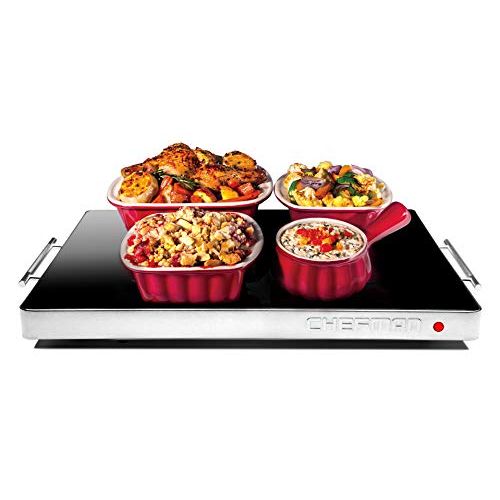  Chefman Electric Warming Tray with Adjustable Temperature Control, Perfect For Buffets, Restaurants, Parties, Events, and Home Dinners, Glass Top Large 21” x 16” Surface Keeps Food