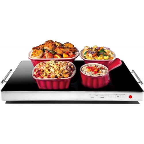  Chefman Electric Warming Tray with Adjustable Temperature Control, Perfect For Buffets, Restaurants, Parties, Events, and Home Dinners, Glass Top Large 21” x 16” Surface Keeps Food