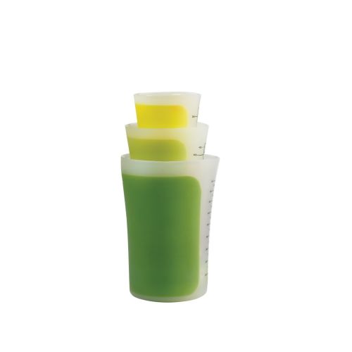  Chefn SleekStor Pinch+Pour 3-Piece Measuring Beaker Set with Lids (Arugula)