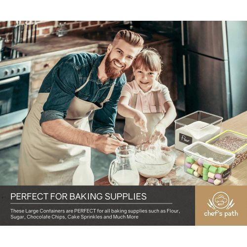 [아마존 핫딜]  [아마존핫딜]Chefs Path Food Storage Containers - Flour Container - Great for Sugar, Baking Supplies - Airtight Kitchen & Pantry Bulk Food Canisters- BPA-Free - 6 PC Set - 8 Labels & Pen