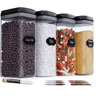 Chef%27s+Path Chefs Path Airtight Extra Large Food Storage Container - 4 PC Set/All Same Size - Kitchen & Pantry Organization - Ideal for Cereal, Spaghetti, Noodles, Pasta & Flour - Plastic Cani