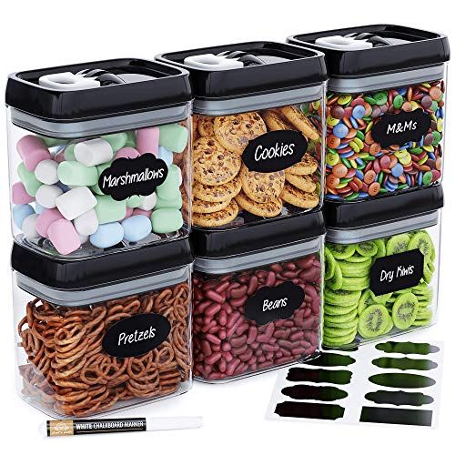  Chefs Path Airtight Food Storage Container Set - 6 PC Set/All Same Size - Labels & Marker - Kitchen & Pantry Organization Dry Food Containers - BPA-Free - Clear Plastic Canisters w