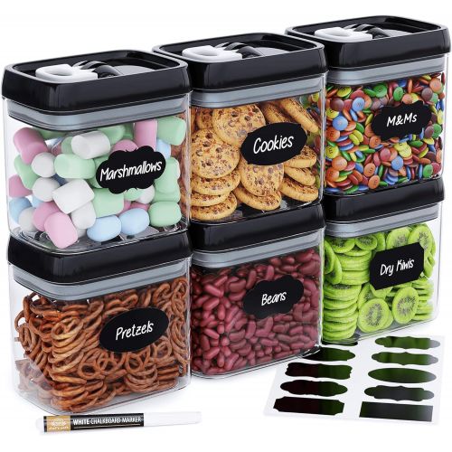  Chefs Path Airtight Food Storage Container Set - 6 PC Set/All Same Size - Labels & Marker - Kitchen & Pantry Organization Dry Food Containers - BPA-Free - Clear Plastic Canisters w