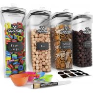 [아마존베스트]Chef's Path Cereal Container Storage Set - Airtight Food Storage Containers, Kitchen & Pantry Organization, 8 Labels, Spoon Set & Pen, Great for Flour - BPA-Free Dispenser Keepers (135.2oz) -