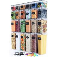 [아마존베스트]Chefs Path Airtight Food Storage Container Set - 14 PC - Kitchen & Pantry Organization - BPA-Free - Plastic Canisters with Durable Lids Ideal for Cereal, Flour & Sugar - Labels, Ma