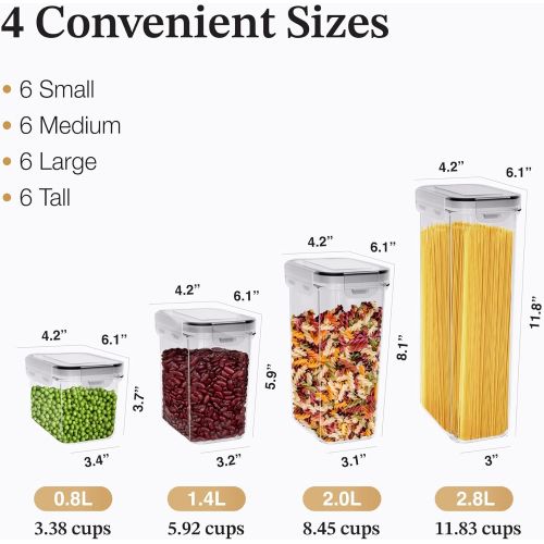  [아마존베스트]Chefs Path Airtight Food Storage Container Set - 14 PC - Kitchen & Pantry Organization - BPA-Free - Plastic Canisters with Durable Lids Ideal for Cereal, Flour & Sugar - Labels, Ma