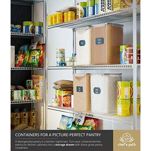  [아마존베스트]Chef's Path Extra Large Tall Food Storage Containers 7 qt/ 220oz/ 6.5L, For Flour, Sugar - Airtight Kitchen & Pantry Bulk Food Storage, BPA-Free - 2 PC Set - Measuring Scoops, Pen & 8 Labels -