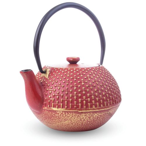  Chefs Secret Cast Iron Tea Pot, Retains Heat to Keep Tea at the Correct Serving Temperature, 5 Cup Capacity (RED)