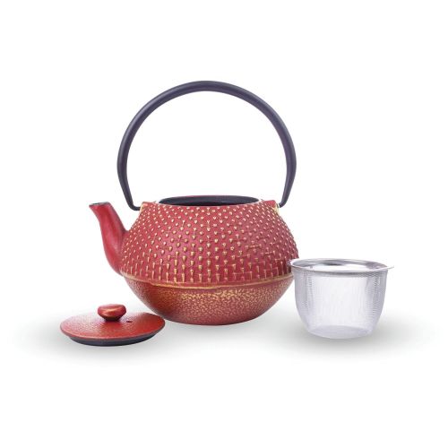  Chefs Secret Cast Iron Tea Pot, Retains Heat to Keep Tea at the Correct Serving Temperature, 5 Cup Capacity (RED)