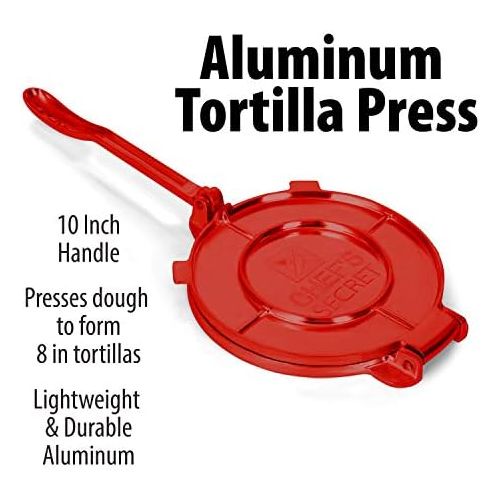  [아마존베스트]Chefs Secret Red Press, Durable Quickly Easily Makes Delicious Tortillas for Any Recipe, 6-Inch, One Size, Multicolored