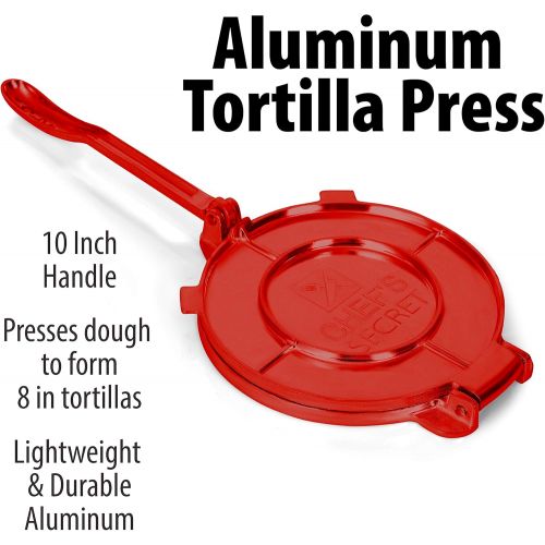  [아마존베스트]Chefs Secret Red Press, Durable Quickly Easily Makes Delicious Tortillas for Any Recipe, 6-Inch, One Size, Multicolored