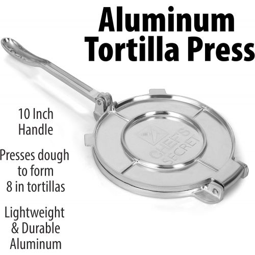  [아마존베스트]Chefs Secret 8 Inch Tortilla Aluminium Press, Durable Tortilla Quickly Easily Makes Delicious Tortillas for Any Recipe