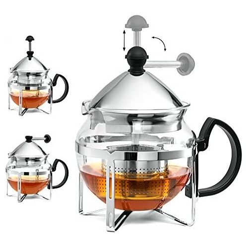  Chefs Star Chef s Star funktioneller Infuser, Teekocher, Edelstahl, hitzebestandiges Glas