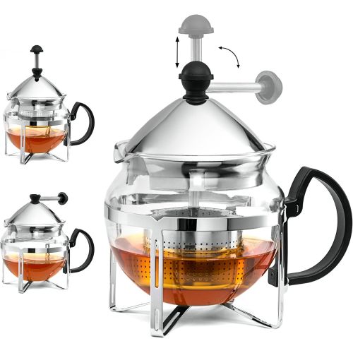  Chefs Star Chef s Star funktioneller Infuser, Teekocher, Edelstahl, hitzebestandiges Glas