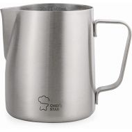 Milk Frothing Pitcher Stainless Steel, Steaming Jug Perfect for Espresso Maker, Hot Chocolate, Latte Art Barista and Cappuccino Maker, 20 oz(600 ml) by Chefs Star