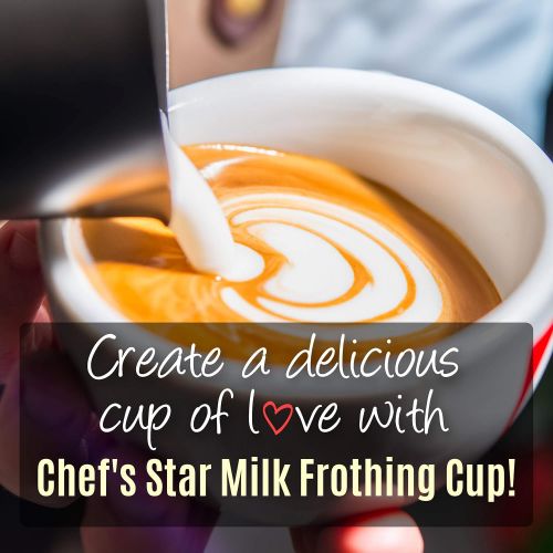  Milk Frothing Pitcher Stainless Steel, Steaming Jug Perfect for Espresso Maker, Hot Chocolate, Latte Art Barista and Cappuccino Maker, 20 oz(600 ml) by Chefs Star