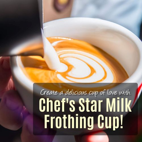  Chefs Star Stainless Steel Milk Frothing Pitcher, Frothing Cup for Milk Steamer and Frother for Coffee Cappuccino Latte and Espresso Machine, Espresso Machine Accessories Steaming