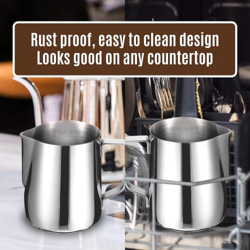  Chefs Star Stainless Steel Milk Frothing Pitcher, Frothing Cup for Milk Steamer and Frother for Coffee Cappuccino Latte and Espresso Machine, Espresso Machine Accessories Steaming