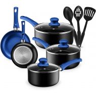 Chefs Star Pots And Pans Set Kitchen Cookware Sets Nonstick Aluminum Cooking Essentials 11 Pieces Blue