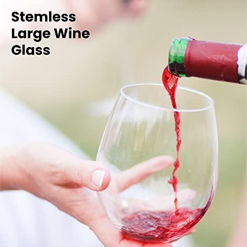  [아마존베스트]Chefs Star Stemless Wine Glasses Set of 2 - 15 0z. Oversized Wine Glass - Made from BPA-Free, Sturdy Glass - Dishwasher Safe - Perfect to Use As Red Wine Glasses or White Wine Glas