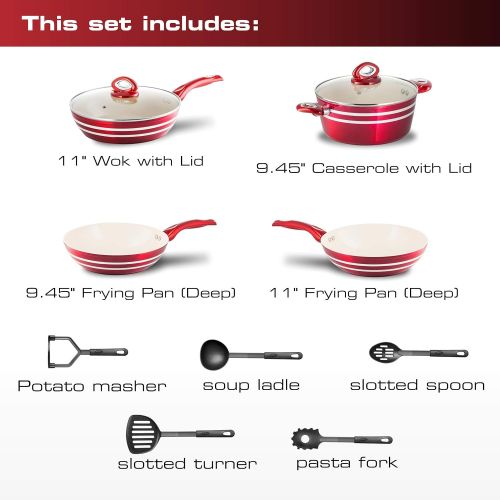  Chefs Star 9 Piece Professional Grade Aluminum Non-stick Pots & Pans Set - Induction Ready Cookware Set