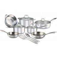 Chefs Star Professional Grade Stainless Steel Pots and Pans, 14 Piece Induction Cookware Set - Oven Safe with Impact-bonded Technology Kitchenware, Includes Three Cooking Utensils
