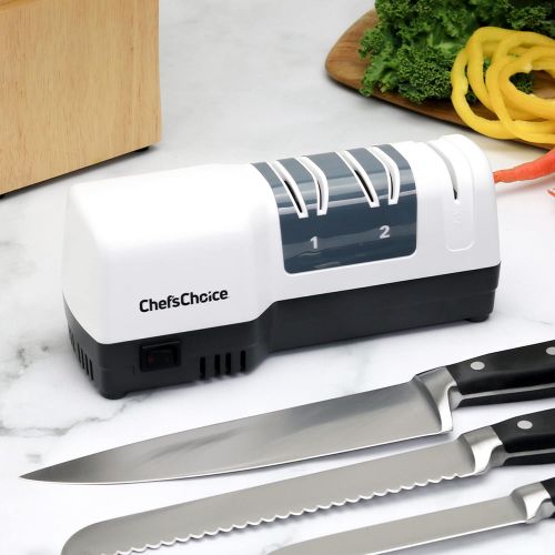  Chef’sChoice ChefsChoice 250 Diamond Hone Hybrid Sharpener Combines Electric and Manual Sharpening for Straight and Serrated 20-degree Knives Uses Diamond Abrasives for Sharp Durable Edges, 3-S