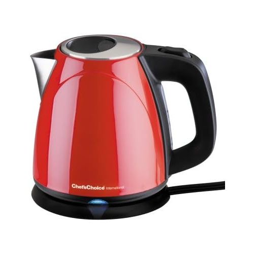  Chef’sChoice ChefsChoice 673 Cordless Compact Electric Kettle Features Boil Dry Protection & Auto Shut Off Easy Pour, 1-Liter, Red