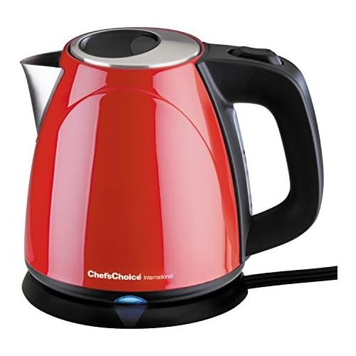  Chef’sChoice ChefsChoice 673 Cordless Compact Electric Kettle Features Boil Dry Protection & Auto Shut Off Easy Pour, 1-Liter, Red