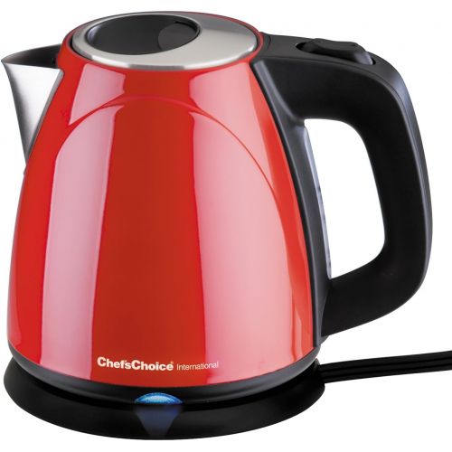  Chef’sChoice ChefsChoice 673 Cordless Compact Electric Kettle Features Boil Dry Protection & Auto Shut Off Easy Pour, 1-Liter, Red