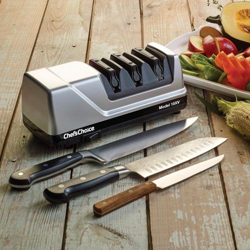  Chef’sChoice ChefsChoice Trizor XV EdgeSelect Professional Electric Knife Sharpener with 100-Percent Diamond Abrasives and Precision Angle Guides for Straight Edge and Serrated Knives, 3-stage,