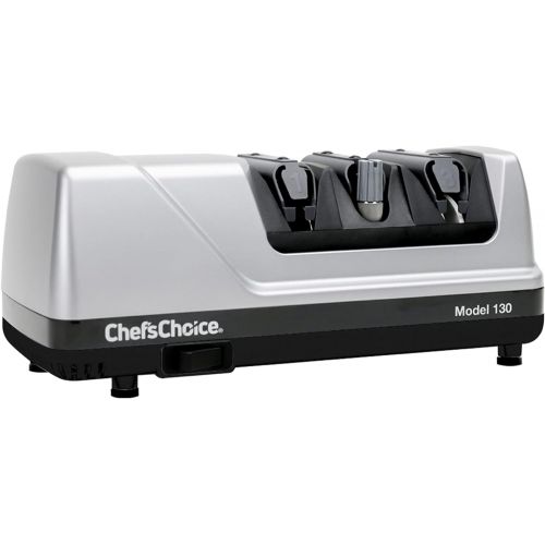  Chef’sChoice ChefsChoice 130 Professional Electric Knife Sharpening Station for 20-Degree Straight and Serrated Knives Diamond Abrasives and Precision Angle Guides, 3-Stage, Silver