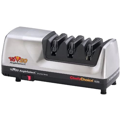  Chef’sChoice 1520 AngleSelect Diamond Hone Professional Electric Knife Sharpener for 15 & 20degree Knives Fine Edge or Serrated Blades Precision Guided Sharpening Made in USA,3-Sta