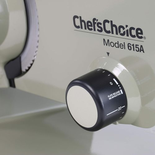  Chef’sChoice 609-A Electric Food Slicer with Tilted Food Carriage Easy-clean Design Rugged Construction High Torque Cool Running Motor Gear Drive Operation with Stainless Steel Bla