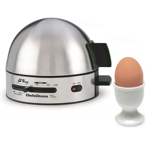  ChefsChoice Chef’sChoice Gourmet Cooker 810 Perfect Eggs in Minutes Cook Hard Medium Soft-Boiled Poached in Same Batch Electronic Timer Audible Ready Signal N, 1, Stainless Steel
