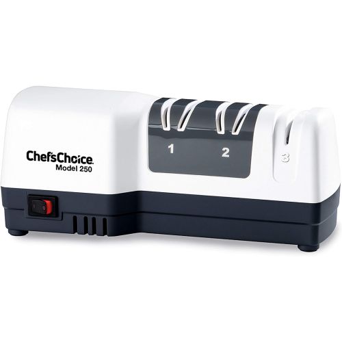  Chef’sChoice ChefsChoice 250 Diamond Hone Hybrid Sharpener Combines Electric and Manual Sharpening for Straight and Serrated 20-degree Knives Uses Diamond Abrasives for Sharp Durable Edges, 3-S