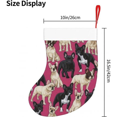  chegna French Bulldogs Dogs Pets Puppy Christmas Stockings- 16 Inch Christmas Stockings Fireplace Hanging Stockings for Family Christmas Decoration Holiday Season Party Decor