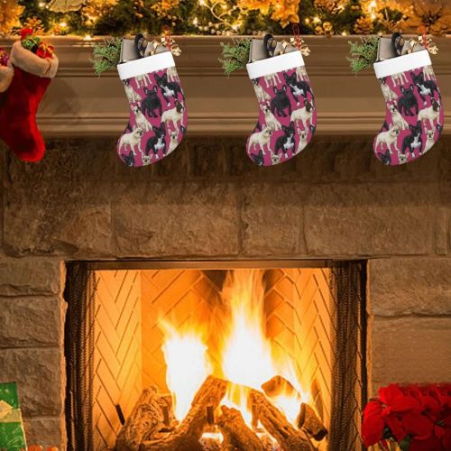  chegna French Bulldogs Dogs Pets Puppy Christmas Stockings- 16 Inch Christmas Stockings Fireplace Hanging Stockings for Family Christmas Decoration Holiday Season Party Decor