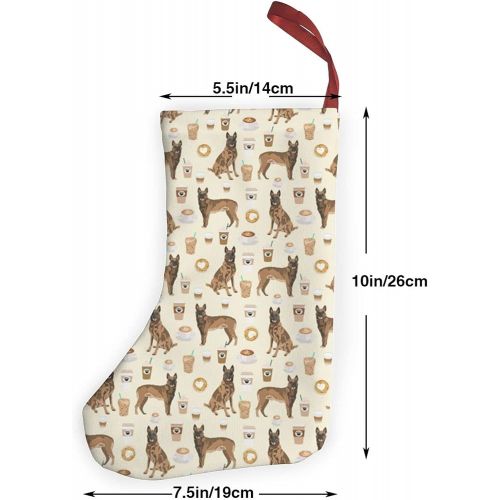  chegna Belgian Malinois Coffee Cute Dog Design Christmas Stockings- 10 Inch Christmas Stockings Fireplace Hanging Stockings for Family Christmas Decoration Holiday Season Party Dec