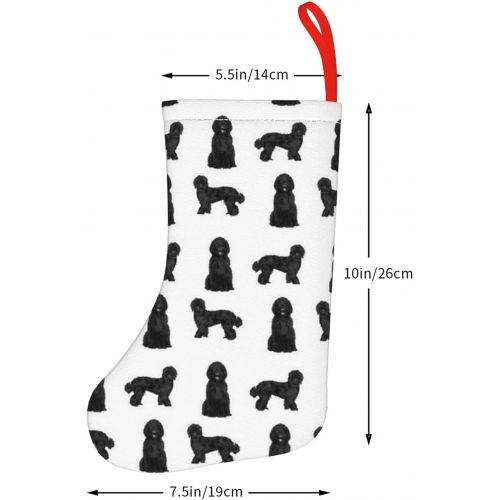  chegna Black Labradoodle Dog Dog Breeds Doodle Dog White Christmas Stockings- 10 Inch Christmas Stockings Fireplace Hanging Stockings for Family Christmas Decoration Holiday Season